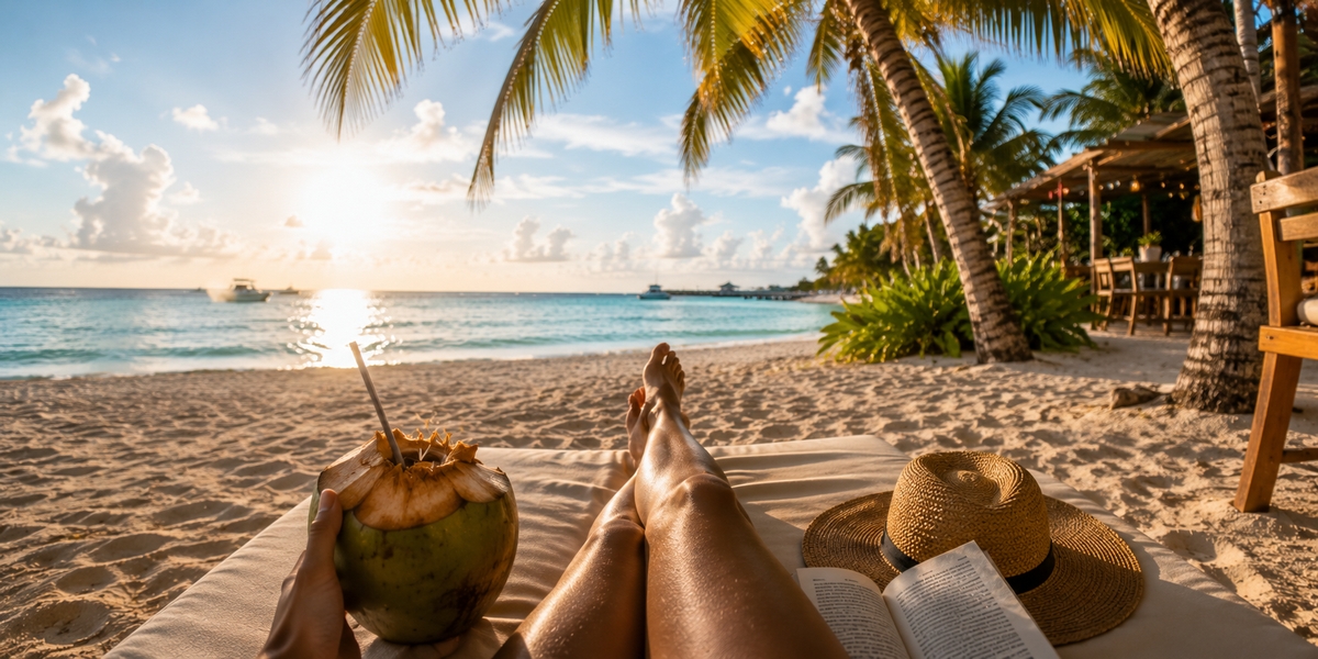 Calm Caribbean beach used to illustrate a rest day in a Riviera Maya itinerary