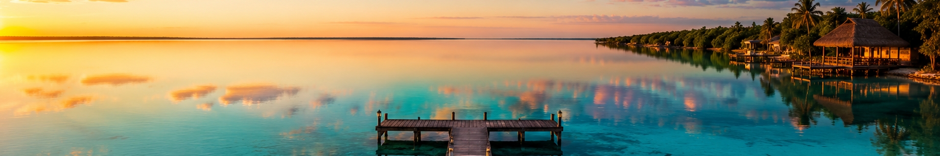Bacalar Lagoon of Seven Colors showing bands of turquoise and deep blue freshwater