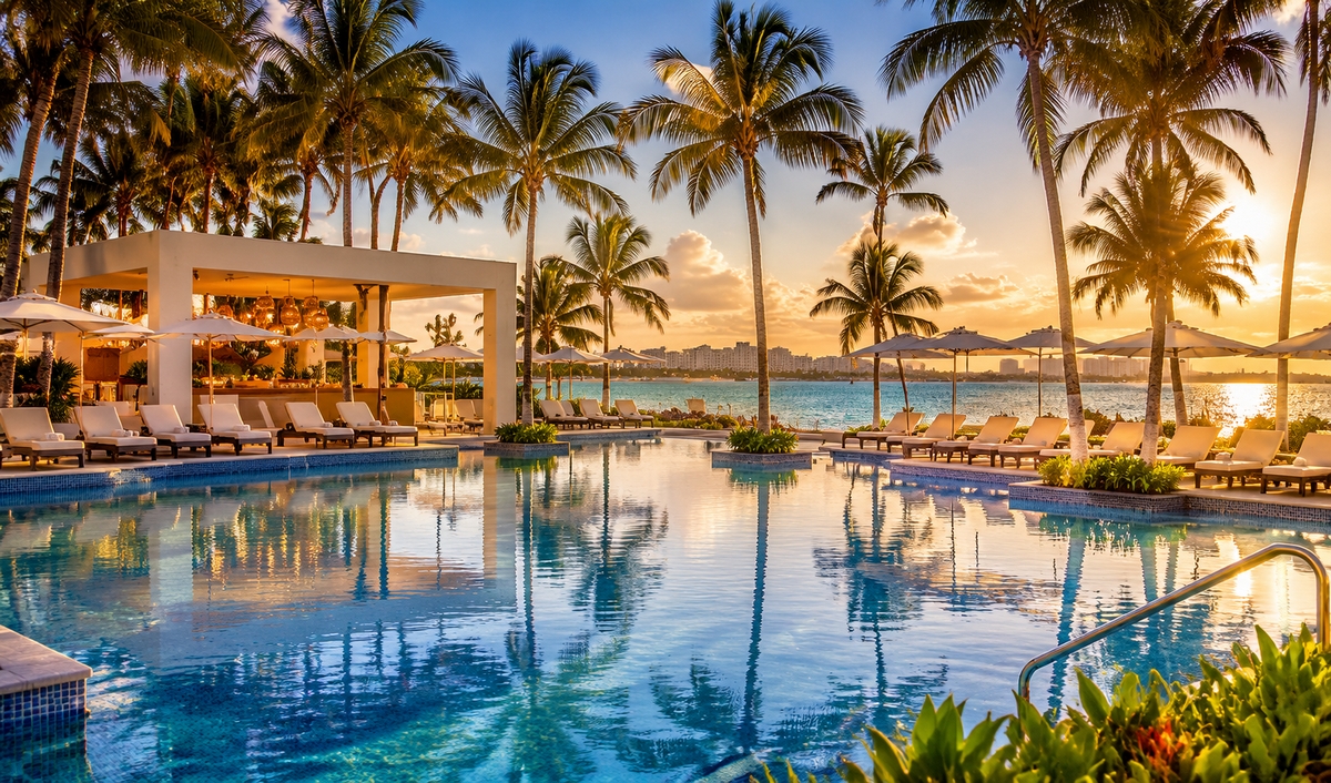 Бассейн и пляж all-inclusive отеля в Канкуне