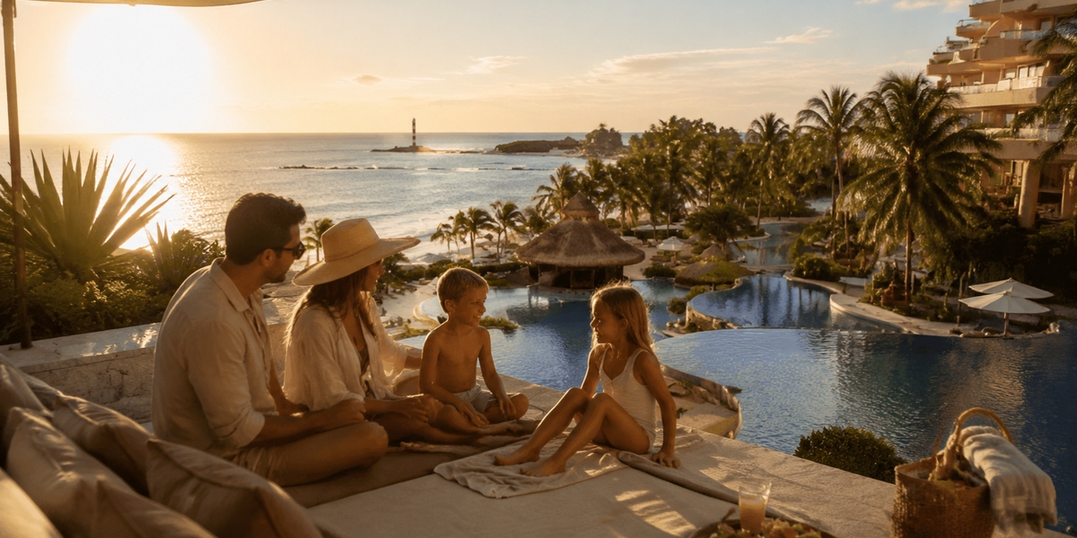 Пляж и бассейн курорта Канкуна для сравнения Grand Fiesta Americana Coral Beach