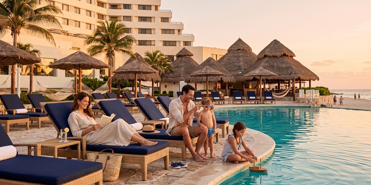 Бассейн курорта Канкуна для сравнения Royal Solaris как семейного отеля