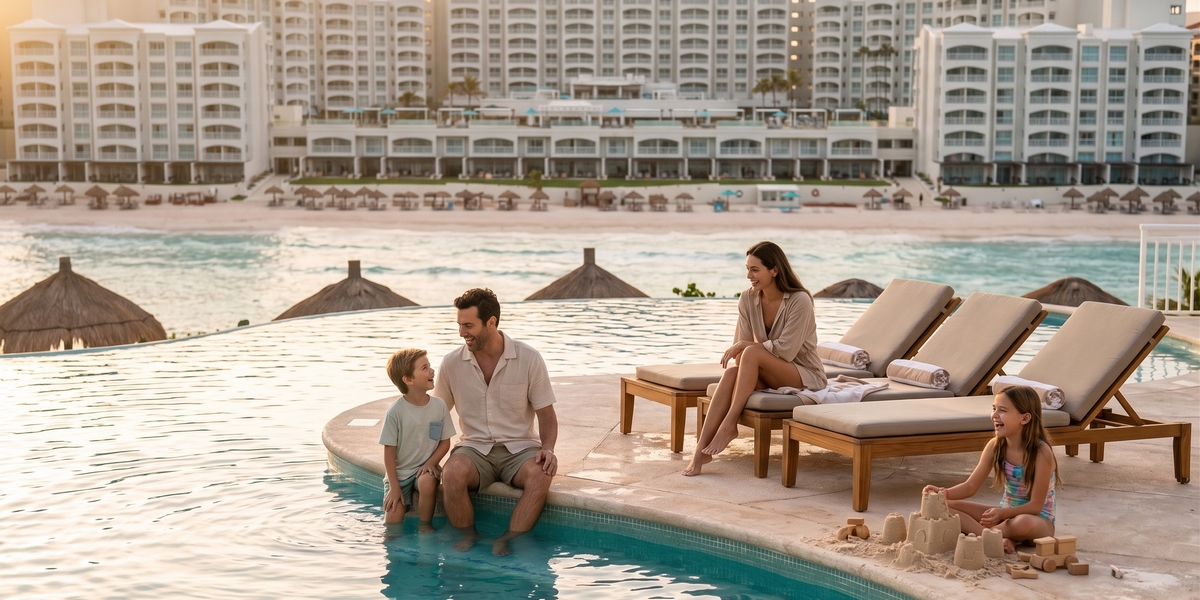 Курорт Hotel Zone Канкуна для сравнения Hilton Cancun Mar Caribe с семьей разного возраста