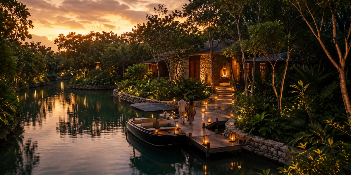 Люкс у лагуны Rosewood Mayakoba с частным бассейном, визуализация роскошного отеля на Ривьера-Майя