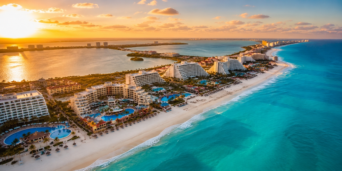 Семейный курорт в Cancun Hotel Zone с бассейном и зоной горок, рядом с Карибским морем