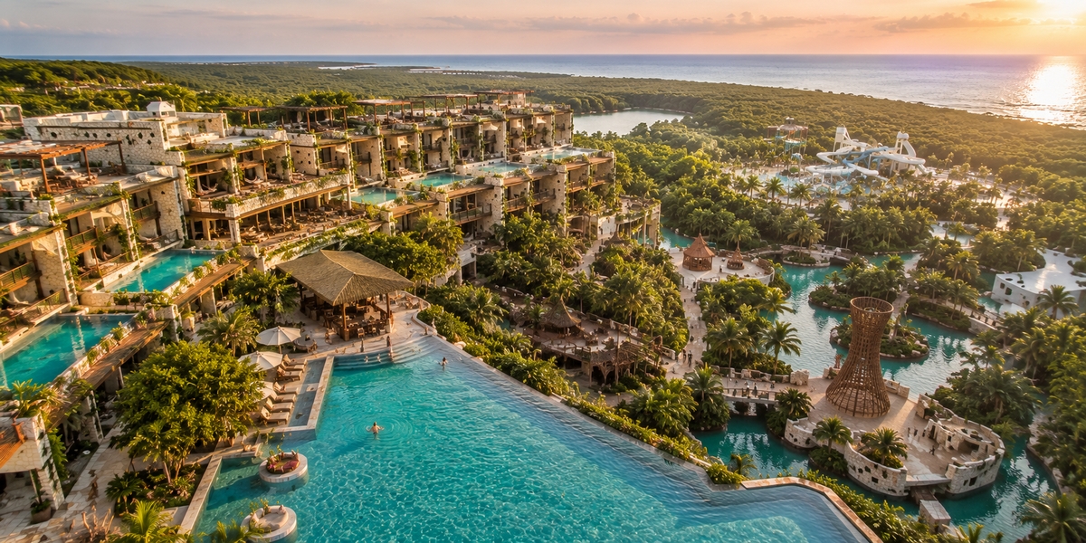 Бассейны и речные каналы отеля с арт-тематикой Hotel Xcaret Arte на Ривьера-Майя