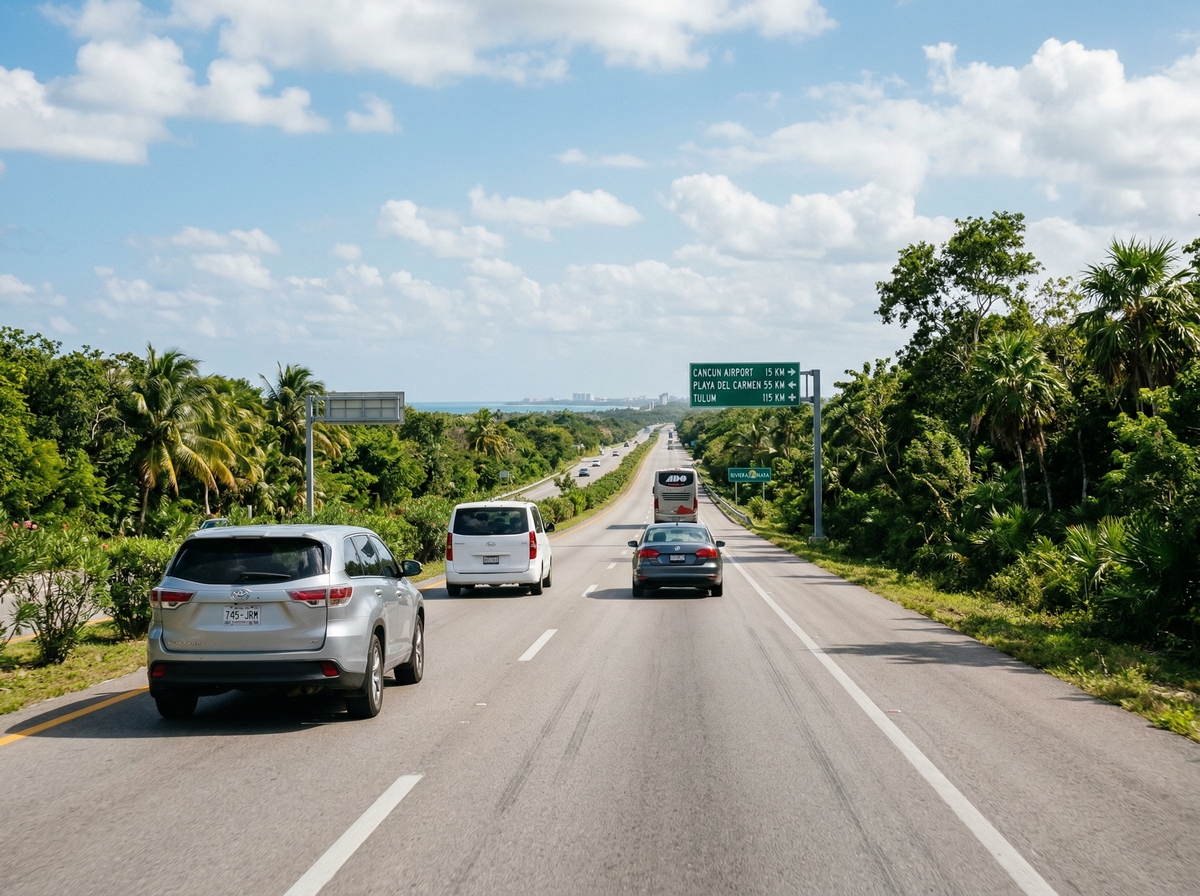 Route from Cancun Airport to Playa del Carmen