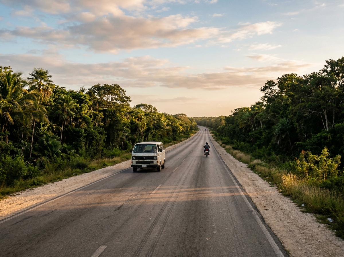 Road from Cancun Airport to Tulum