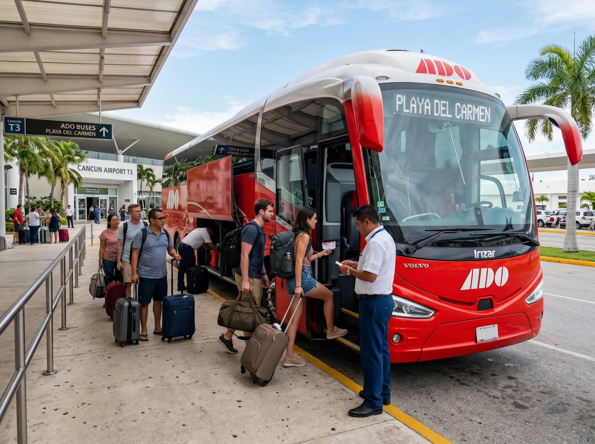ADO bus from Cancun Airport to Playa del Carmen