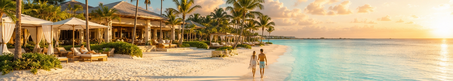 Cancun Hotel Zone beach under clear winter sun, illustrating December and January peak season