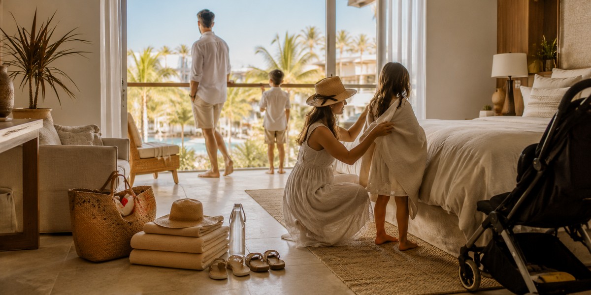 Resort в Канкуне для проверки номера еды бассейна и семейных деталей