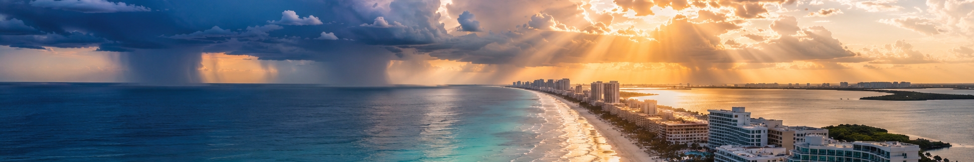 Cancun beach under strong summer sun, illustrating what June, July and August are really like