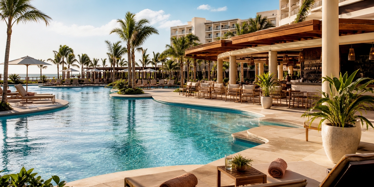Cancun resort coastline used to compare all-inclusive area choices