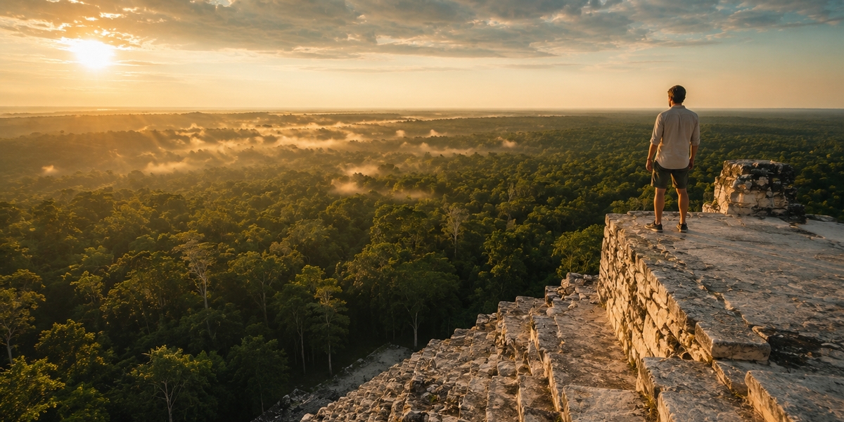 The steep Nohoch Mul pyramid at Cob&aacute;, the tallest in the Yucat&aacute;n and open to climbers again