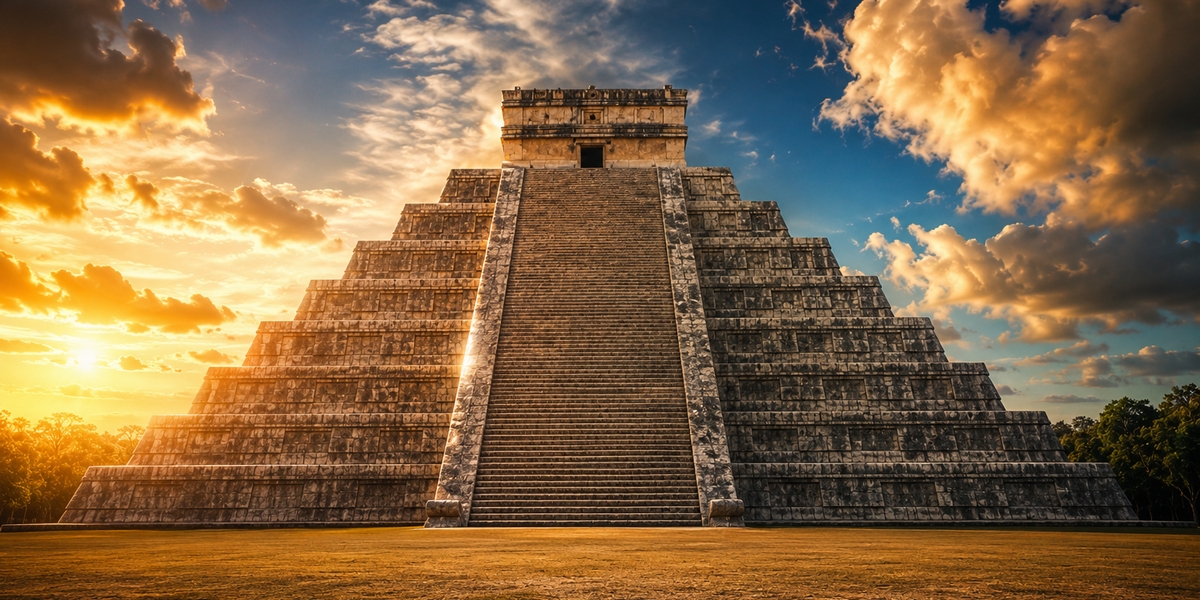 El Castillo, the main stepped pyramid at Chichen Itza, the most famous Mayan site near Cancun