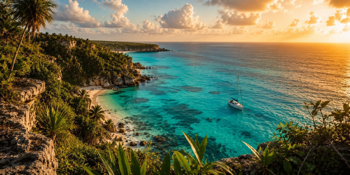 Caribbean coast in Quintana Roo, Mexico, where the Visitax tourist tax applies to visitors