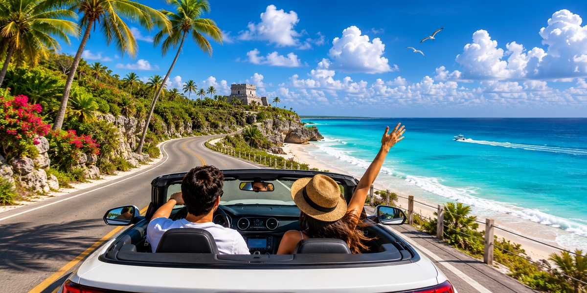 Open toll highway through the Riviera Maya, the easy part of driving in the region