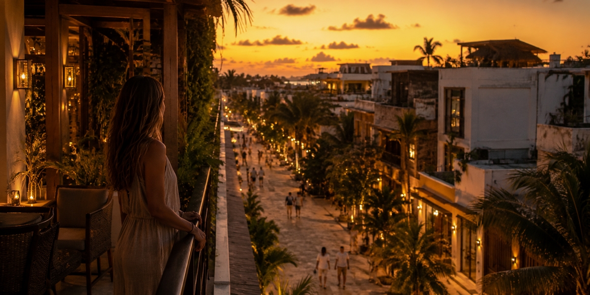 Playa del Carmen street and beach context used to compare walkable budgets