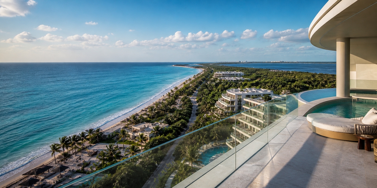 Caribbean coast near Cancun and Riviera Maya used for understanding beach resort geography