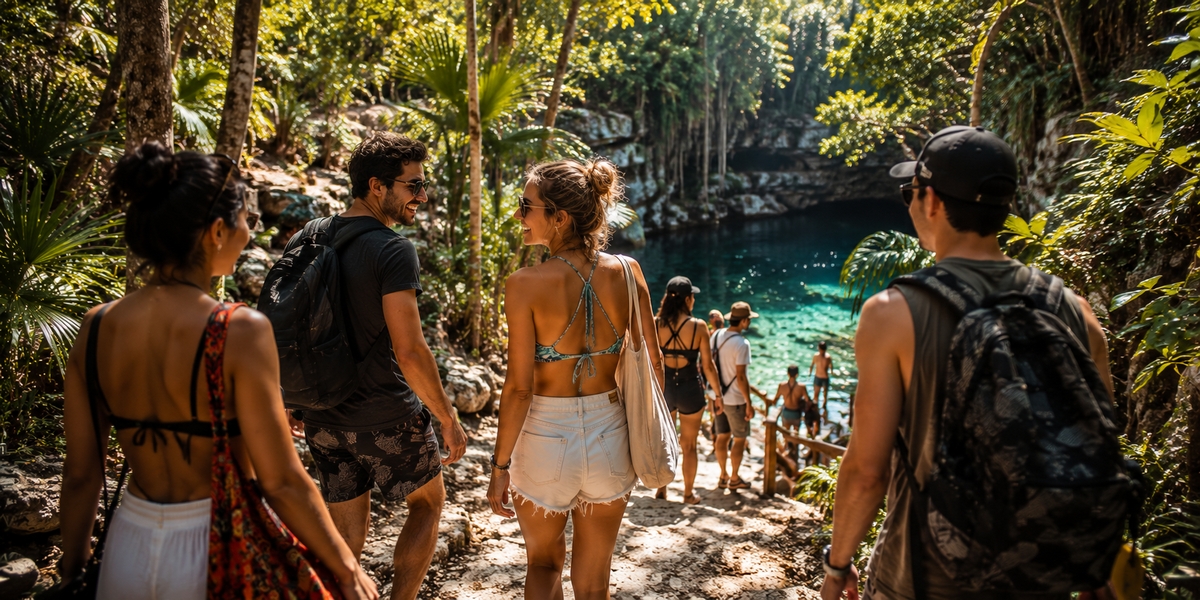 Small group on a Riviera Maya day trip, the most reliable way for solo travelers to meet others