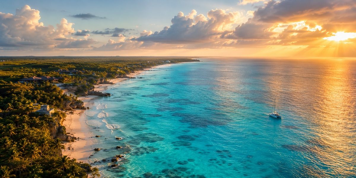Caribbean coastline near Cancun, the region where dolphin programs are being phased out under Mexico's 2025 law
