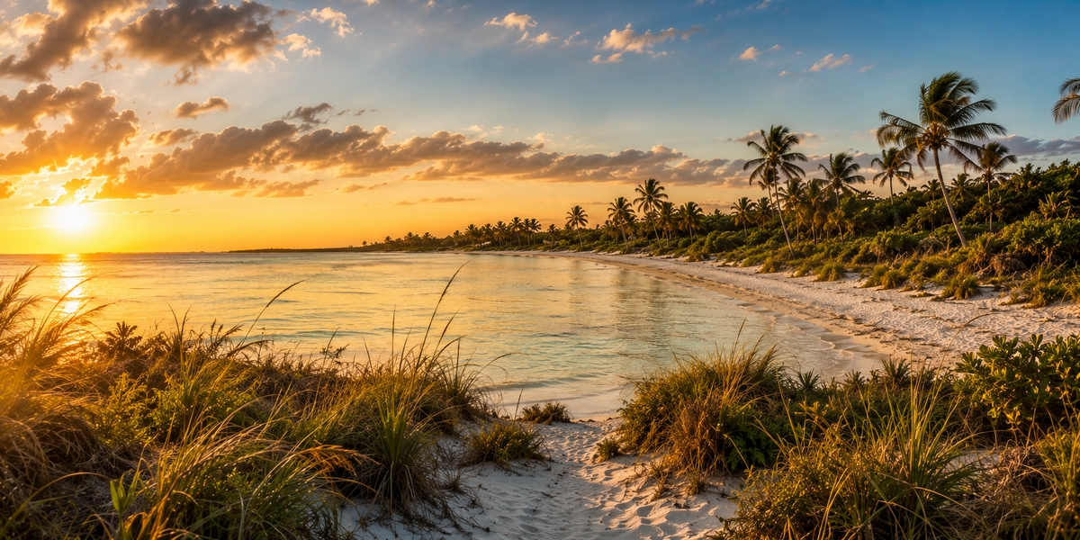Holbox island shallows at dusk, where mosquito repellent and light long sleeves matter most