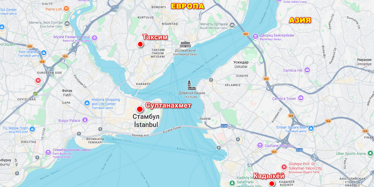 Istanbul neighborhood map showing where to stay