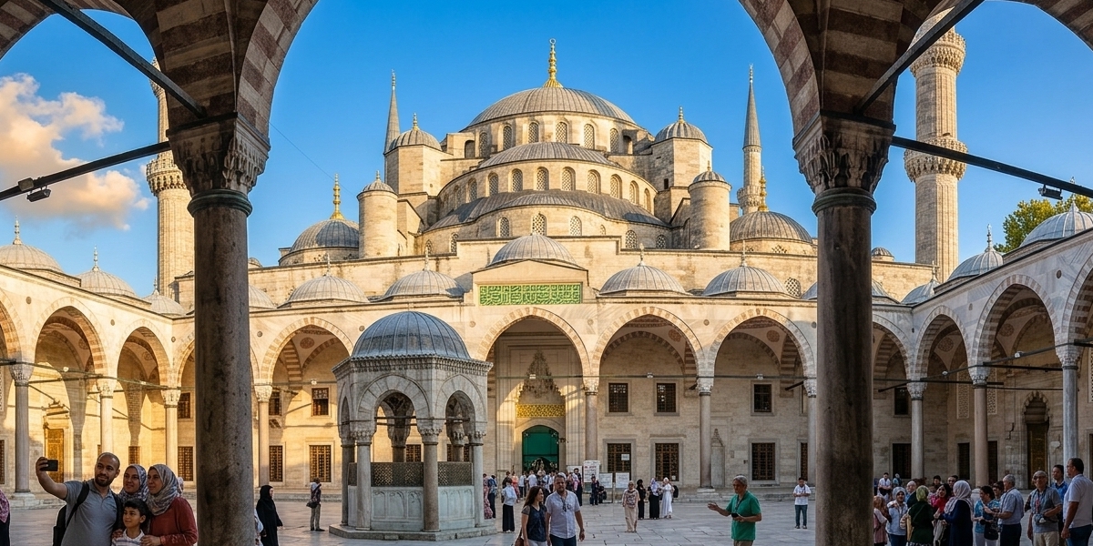 Sultanahmet historic center of Istanbul with major landmarks