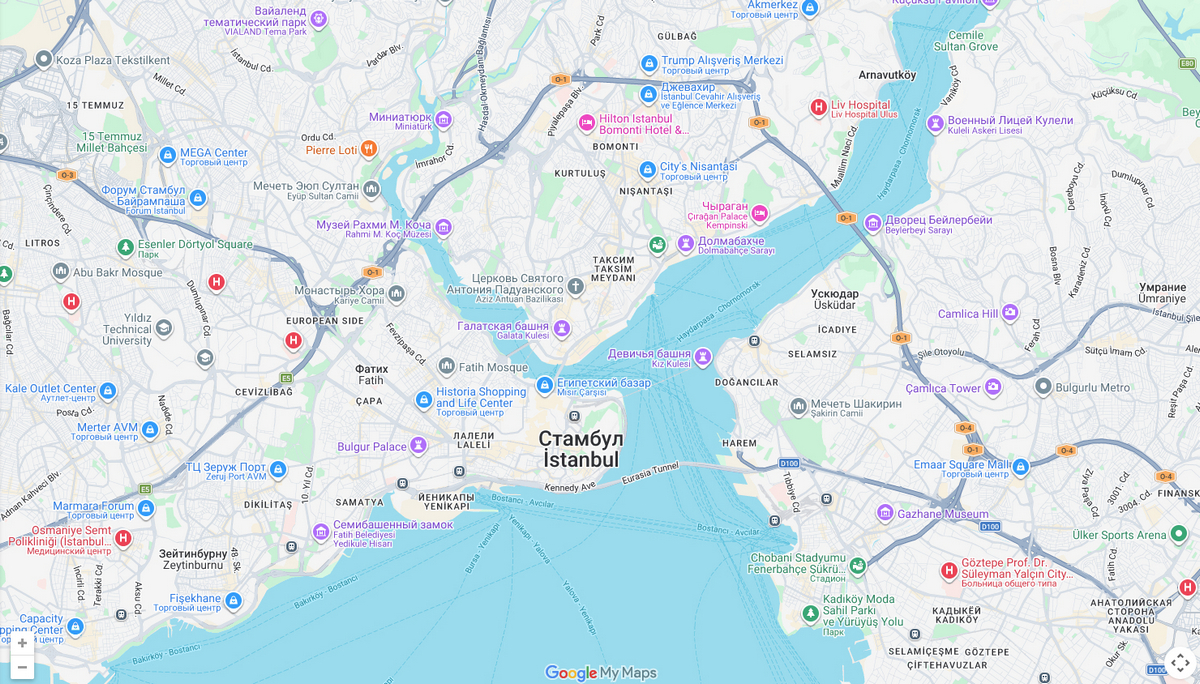 Comparing Istanbul hotel options on a map