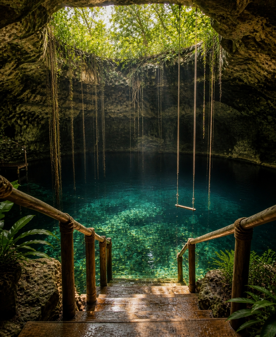 Cenote tour stop in Mexico